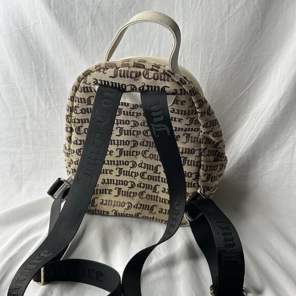 Juicy Couture Tan Brown Mini Backpack Black Straps - Picture 6 of 8